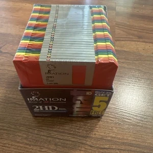 New 30 Pack Imation Neon Floppy Diskettes 3.5” 1.44MB IBM 2HD - Afbeelding 1 van 6