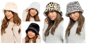 Ladies Faux Fur Bucket Hat - Winter Essential Available in 5 Colours/Patterns - Picture 1 of 13
