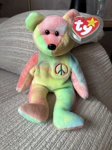 Retired Ty Beanie Babies Peace Bear 1996 - RARE - Fantastic Condition - Picture 1 of 7