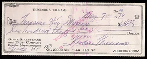 TED WILLIAMS SIGNED 1979 CHECK AUTOGRAPH WILLIAMS FAMILY CERTIFIED HOF THEODORE - Picture 1 of 3