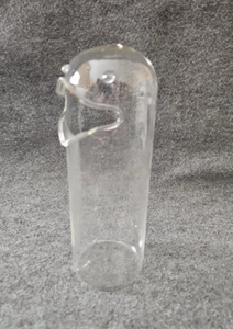 Dispenser snack caramelle arachidi uccellino/pinguino vetro trasparente vintage soffiato a mano, alto 7,5" - Foto 1 di 3