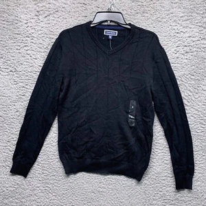 Club Room Sweater Mens S Small Black Ribbed V NeckLong Sleeve - Picture 1 of 5