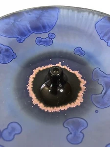 Vintage 2000 Signed Ray West Crystaline Glaze Blue Real Flower Incense Burner - Picture 1 of 9
