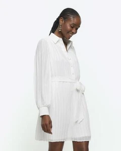 Vestido blusa River Island de poliéster blanco para mujer talla 14 - Imagen 1 de 11