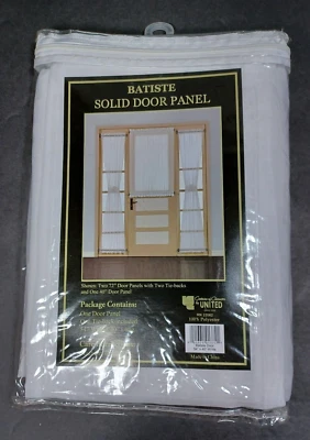 Batiste Solid Door Panel White Curtain with Tie Back 54" x 40" NIP - Image 1 of 4