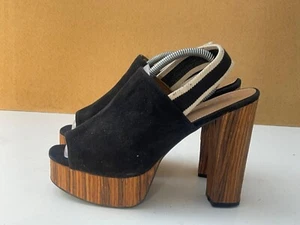 Atmosphere Women's Black Suede Platform Open Toe Heel Shoes UK(7) EU(40/41) D140 - Picture 1 of 6