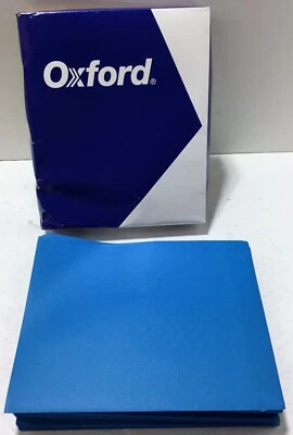 Oxford Twin-Pocket Folder Embossed Leather Grain Paper Light Blue 25/Box 57501 - Image 1 of 4