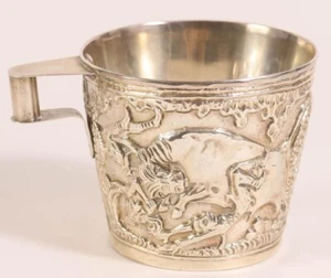 Tazza toro vintage grande 4" argento sterling greco fatta a mano stile Lalaounis 221 gr - Foto 1 di 16