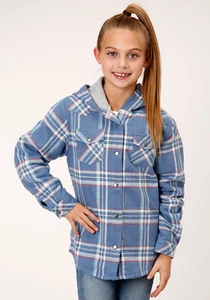 Roper Girls Kids Blue 100% Cotton Thermal Lined Hooded Jacket - Picture 1 of 4