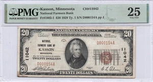 FARMERS NB KASSAN, MN $20.00 1929 PMG 25 Charter 11042 - Picture 1 of 2