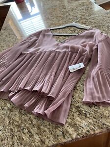 Charlotte Russe Small Blouse Full Pleated Top With Full Pleated Sleeves New Cute
