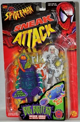 Cómics de Marvel de Spider-Man Sneak Attack Bug Busters Silver Sable ToyBiz 1998 Foto 1 de 3