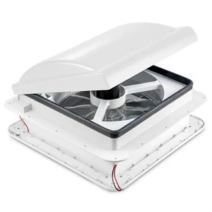 Hike Crew 14” White Manual RV Roof Vent Fan with 3 Speeds and LED Light - Picture 1 of 7