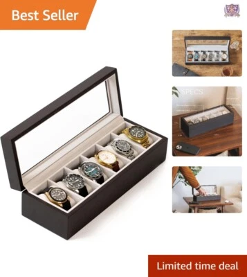 Caja de reloj lacada de lujo con 6 ranuras y cierre magnético para elegancia atemporal Foto 1 de 4