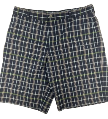 Pantalones Cortos Adidas Cremallera Frente Plano Poliéster Spandex Para Hombre 34 Azul Marino Cuadros Foto 1 de 4