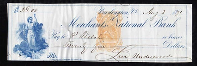 4E162 -  1871  MERCHANTS NATIONAL BANK - BURLINGTON VA - Image 1 of 2