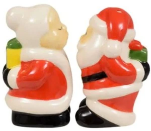 2-teiliges SET KERAMIK SALZ & PFEFFERSTREUER (3") WEIHNACHTEN, WEIHNACHTSMANN & MRS. CLAUS KUSS, CH - Bild 1 von 6