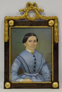 Um. 1850, cuadro antiguo, retrato de mujer, pastel, estilo Biedermeier, 64,5 x 40 cm - Imagen 1 de 10