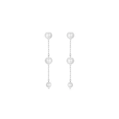 Orecchini Donna Luca Barra OK1373 In Acciaio Pendenti Con Perle - Immagine 1 di 4