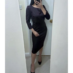 High Tech Claire Campbell Dress UK 14 Burgundy Puff Sleeve Fit Bodycon Stretch - Picture 1 of 21