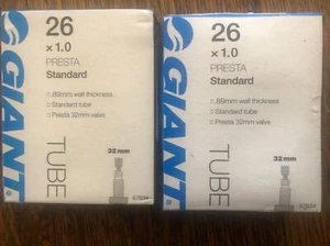 Nuevo en Caja Par (2) Tubos BICICLETA GIGANTE • 26 x 1" • Presta • 32mm - Imagen 1 de 2