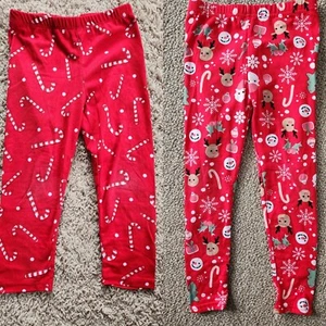 2 Christmas Girl Soft Leggings Size 4/5 - Picture 1 of 6