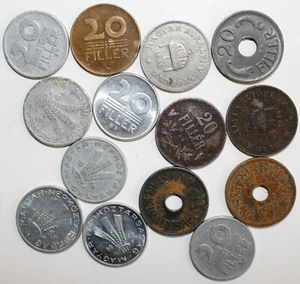 14 Coin Lot 1908-1975 Hungary 20 Filler Coins Assorted Dates Grades & Metals - Picture 1 of 3