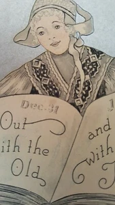 New Year's POSTCARD Turn-of-Century-5.6"X4.5" Holland/Dutch-Note in English - Picture 1 of 8