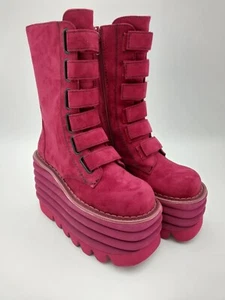 Dolls Kill / Club Exx  DARK RED Meant To Be Platform Boots Size 6 NWOB - Picture 1 of 13