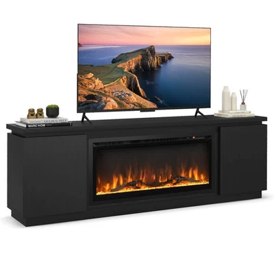 Fireplace TV Stand for TVs up to 80" w/ Electric Fireplace 3 Adjustable Shelves - Image 1 of 4
