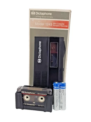 Dictaphone Model 1243 Mini Cassette Portable Recorder Pitney Bowes Dictation Vtg - Image 1 of 4
