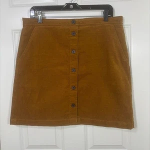 J Crew Corduroy Button Front Mini Skirt Women's 12 Camel Golden Brown - Picture 1 of 7