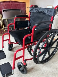 Lightweight Folding Wheelchair in Red - Picture 1 of 4