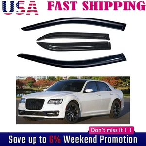 Tape-On Window Visors Sun Rain Wind Guards Vent Shade For 2011-2022 Chrysler 300 - Picture 1 of 12
