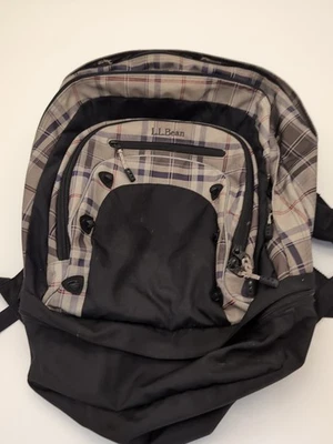 Mochila L.L.Bean Book Pack Cuadros Oliva/Azul Marino Gran Capacidad Muchos Bolsillos Foto 1 de 4