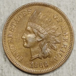 1866 Indian Cent, Tripled Obverse Snow-1, Almost Uncirculated, RARE   1024-01 - Picture 1 of 7