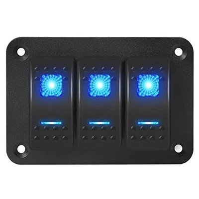 Blue LED Light Waterproof Marine Switch Panel for 12V Electrical Control - Image 1 of 4