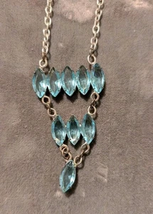  Aqua Blue Draping Prong Set Stones Necklace  - Picture 1 of 3