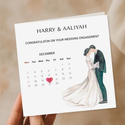 Tarjeta de compromiso personalizada felicitaciones hija y prometido nuevo señor y señora Foto 1 de 2