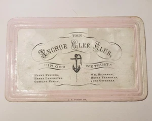 1870s Victorian Anchor Glee Club Trade Card 2 strati P133 - Foto 1 di 5
