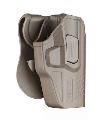 For Glock 19 19x 23 Gen 1,2,3,4,5 Level 2 OWB Holster w Quick Release Button FDE - Image 1 of 4