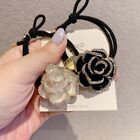 Hair Elastic Bands Rhinestone Vintage Metal Flower Camellia Elegant Scrunchies