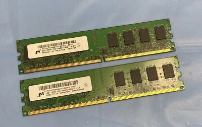 2 x 2GB (4GB Kit) Micron MT16HTF25664AY-800G1 PC2-6400U DDR2 Computer Memory RAM - Image 1 of 3
