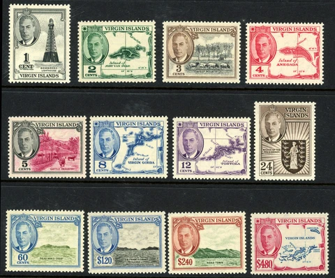 Virgin Islands Scott# 102-13, Complete Set of 12, Mint OG SCV $51 (54157) Cover