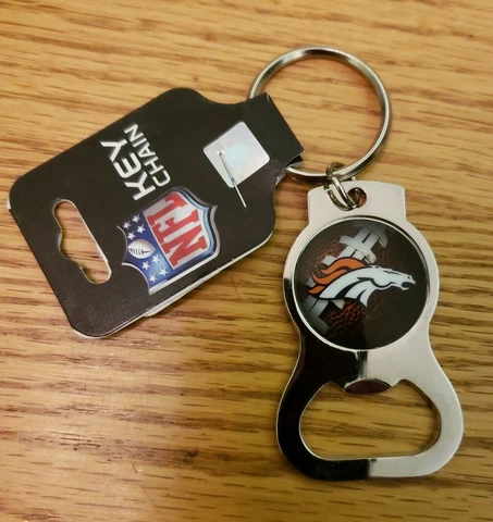 Denver Broncos NFL Licensed Flat Bottle Opener Key Ring Sports Football NEW Cover