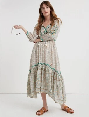 Nuevo Maxi Vestido Lucky Brand Evelyn Bordado Asimétrico Boho Chic Mediano Foto 1 de 4