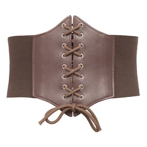 Women's Front Tied Extra Wide Corset BeltS Coffee - Picture 1 of 7