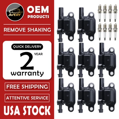 8X Ignition Coil+ 8X Spark Plug for Chevrolet Silverado 1500 GMC Savana 3500  Foto 1 de 4