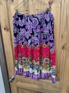 Forbidden Los Angeles Women’s Multicolor Skirt Boho Paisley Floral Size XL - Picture 1 of 3