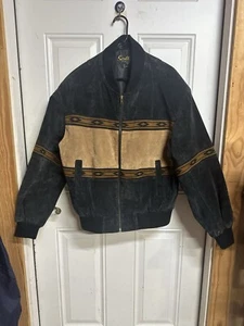 Vintage Scully genuine leather suede Southwest Aztec Bomber varsity jacket Med - Picture 1 of 6